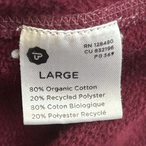 Pact Organic Cotton Womens Large Zip Up Hooded Sweatshirt Burgundy Pockets - Picture 8 of 8